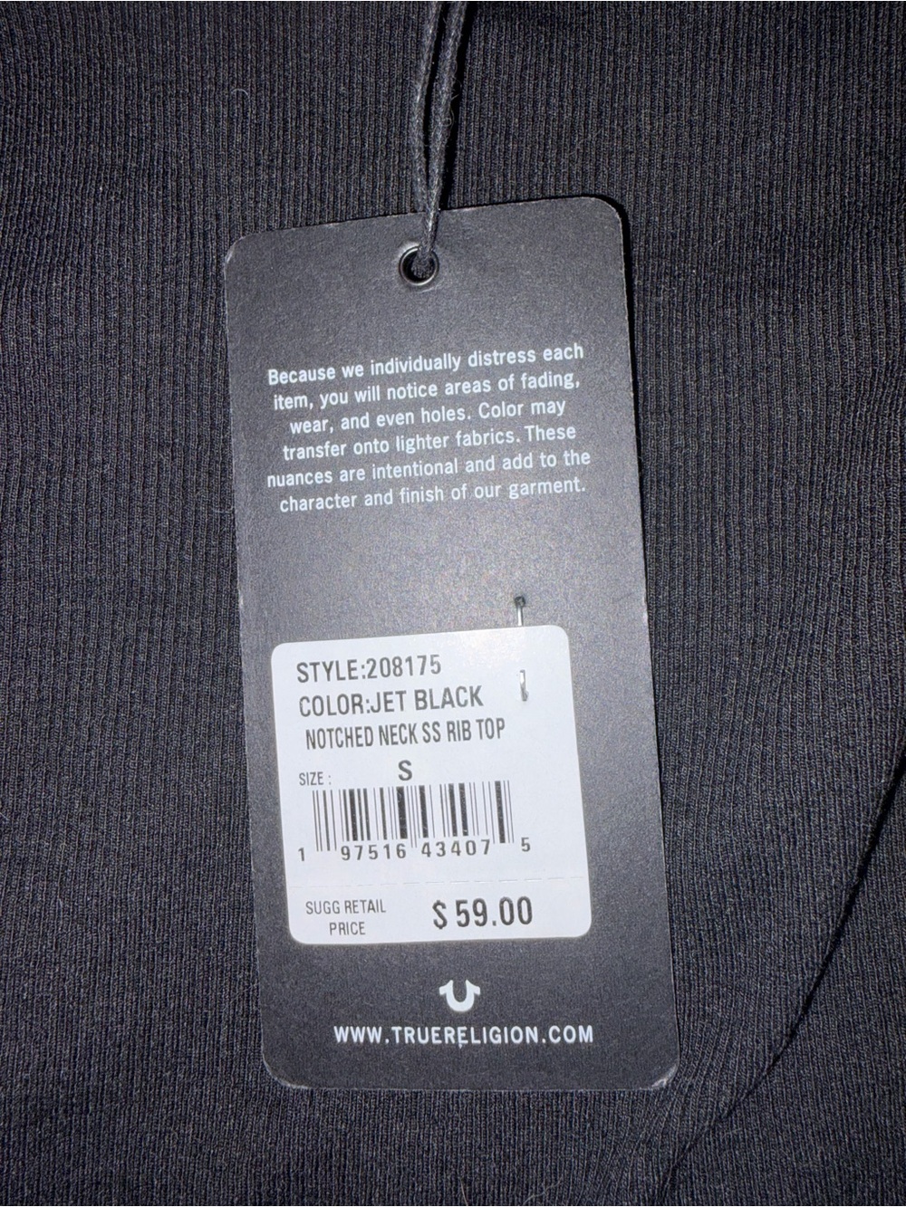 True Religion Horseshoe Cropped Notch Tee - Picture 7 of 7